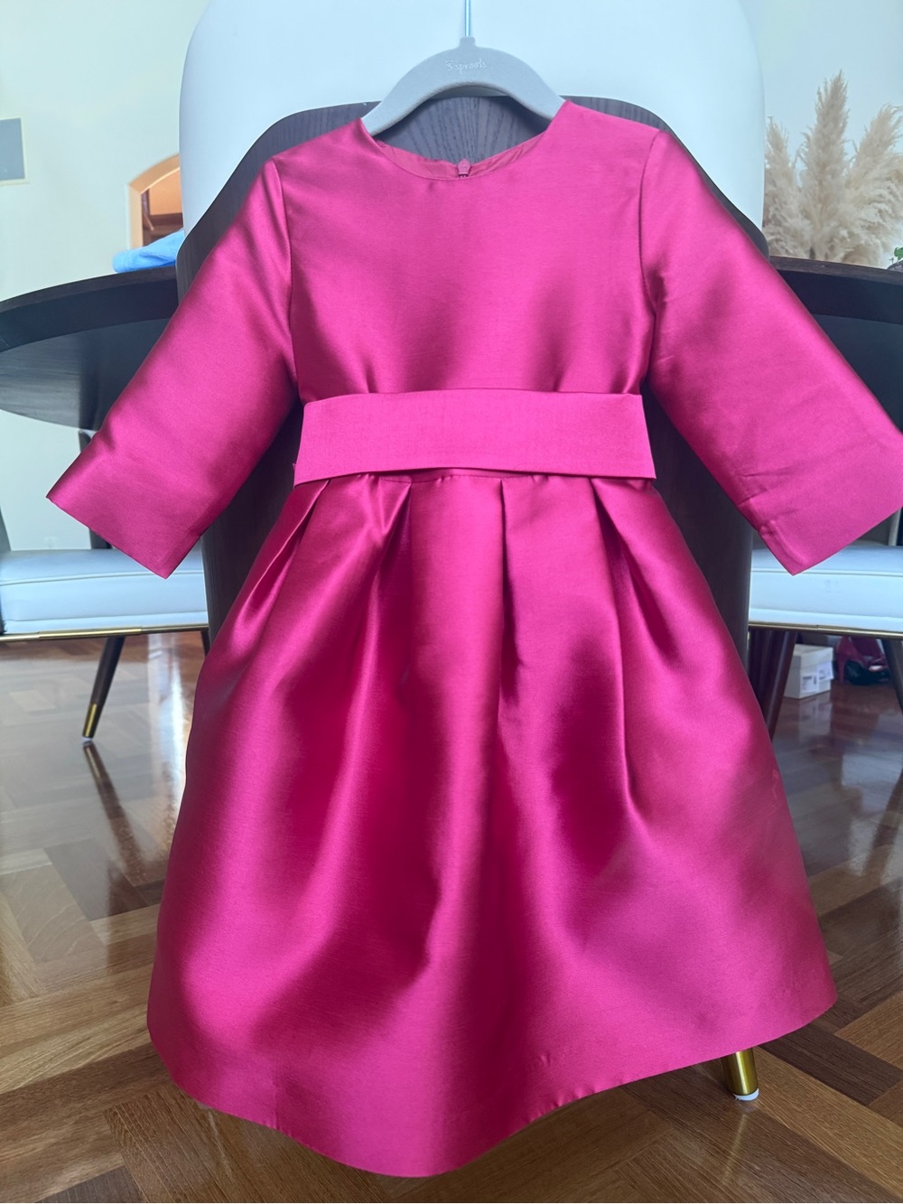 Il Gufo Satin Fuchsia Girls Party Dress